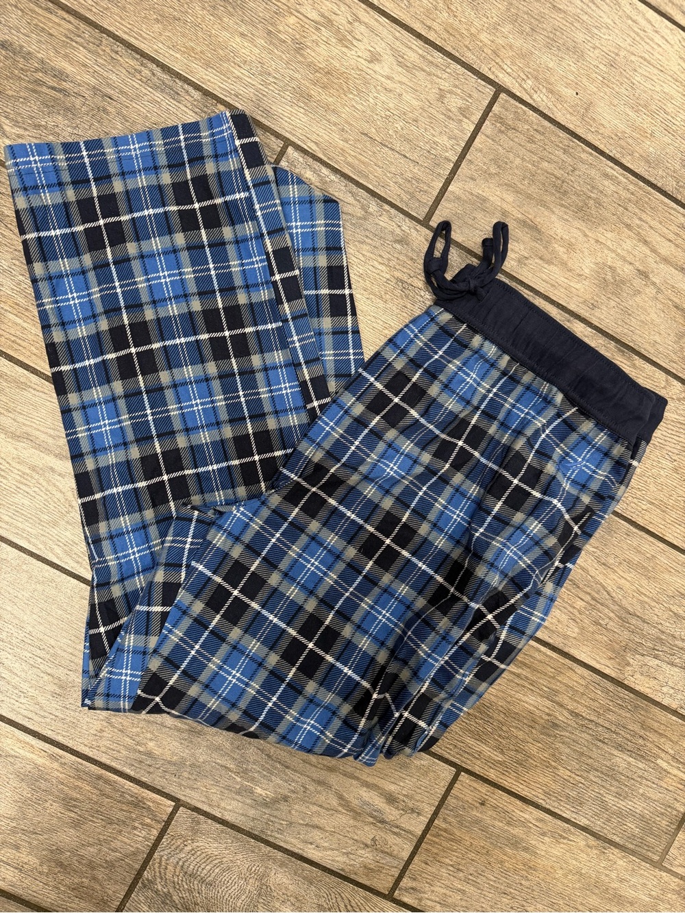 Nautica Mens Blue Plaid Lounge/Pajama Pants with Navy Waistband New Size XL
